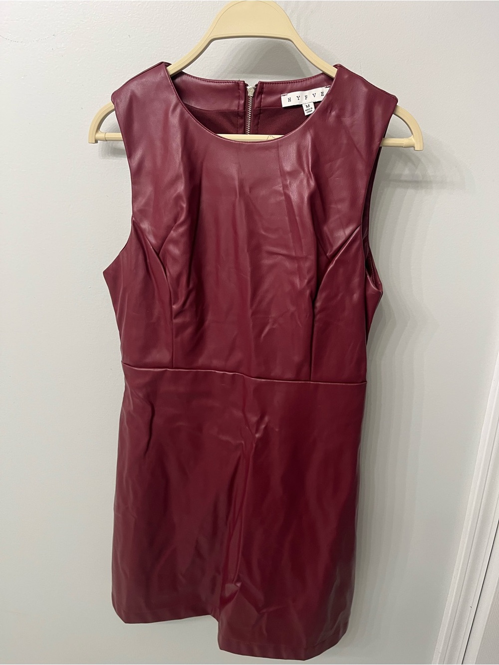 Faux Leather Burgundy Mini Dress